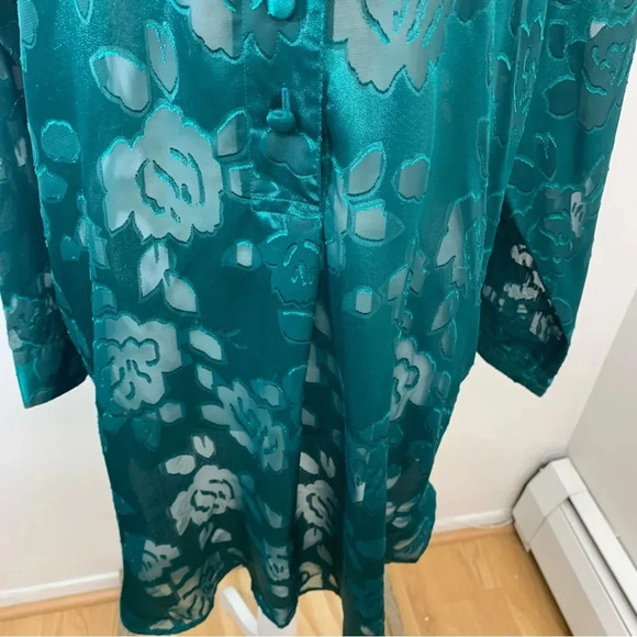 Victoria Secret Gold Label Night Shirt Medium Long Sleeve Semi Sheer Green Vtg - Picture 3 of 13